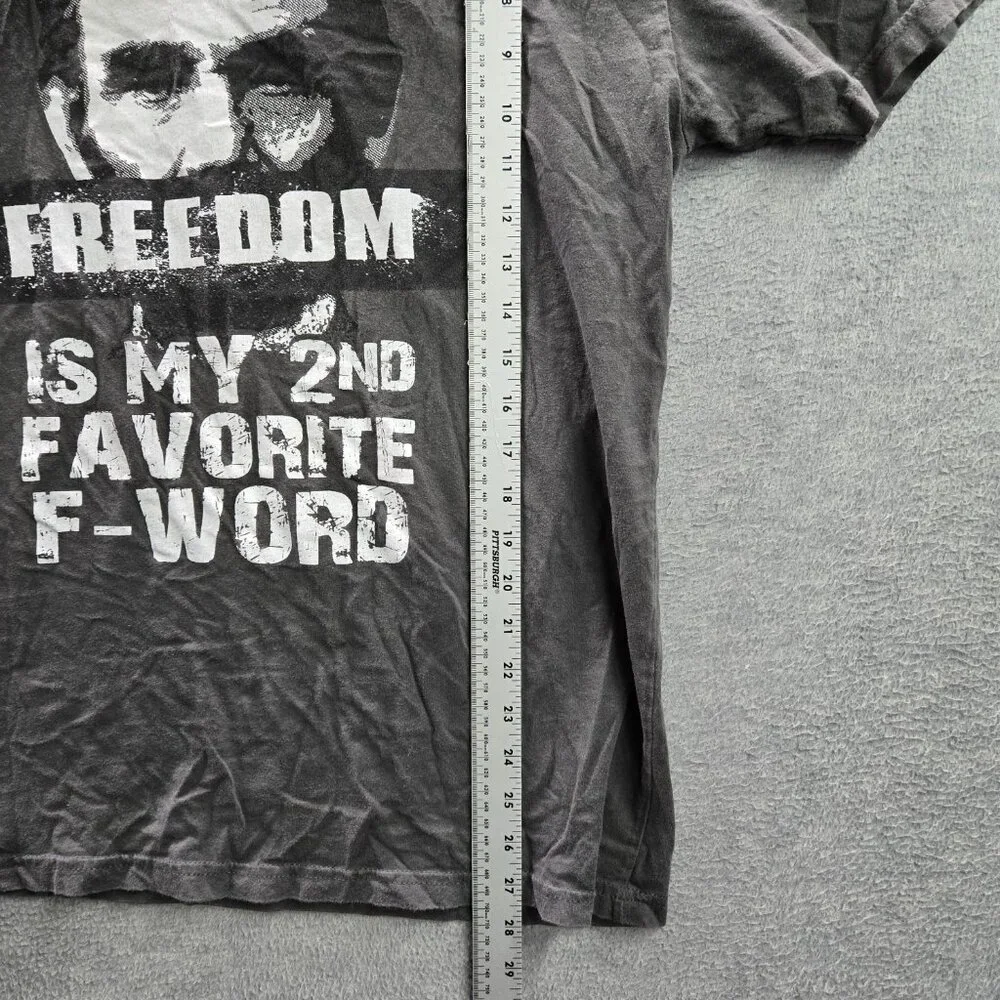 Grunt Style Men Shirt LARGE Gray Face Slogan‎ Logo Printed Short Sleeve